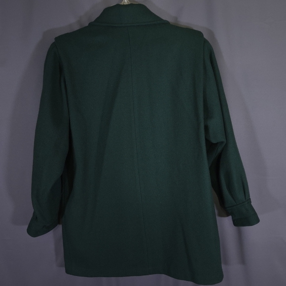Vintage Elegance Couture Wool‎ Coat Green Size Large Made In The USA Heavy - Picture 6 of 7